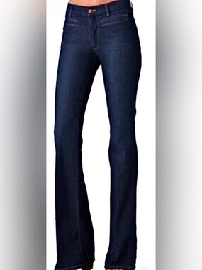 NWT MIH ANTHROPOLOGIE MARRAKESH JEANS MID RISE KICK FLARE RAW DARK
BLUE SIZE 25